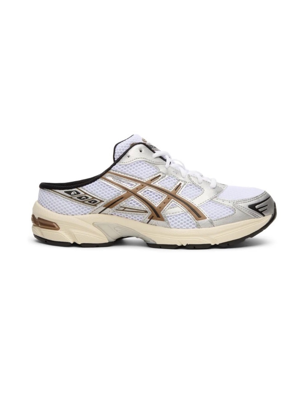 ASICS GEL-1130 MULE White & Brown Slip-On Mesh Sneaker Mule - Picture 3 of 3